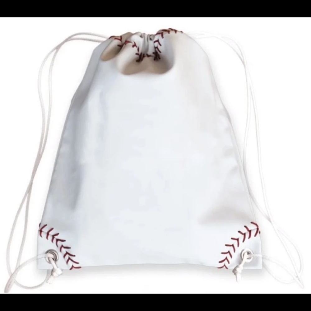 Zumer Sport White SoftBall Drawstring Backpack Bag Recycled